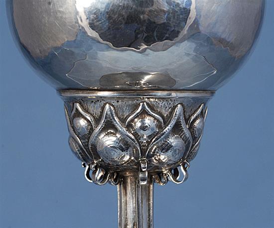 A good Edwardian Arts & Crafts silver goblet, by Omar Ramsden & Alwyn Carr, Height 5 ½”/137mm Weight 5.1oz/146grms